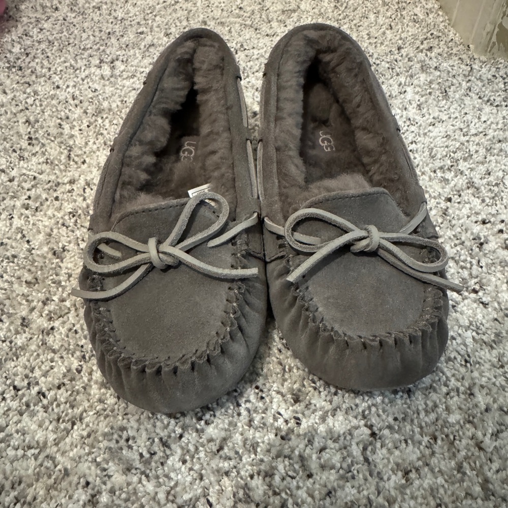 UGG Charcoal Suede Moccasin Slippers